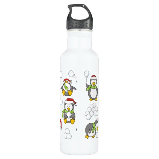 Kerstpinguïnachtergrond Waterfles (Achterkant)