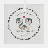 Kerstpinguïnfamilie van drie glas ornament (Achterkant)