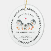 Kerstpinguïnfamilie van vijf keramische ornament (Links)