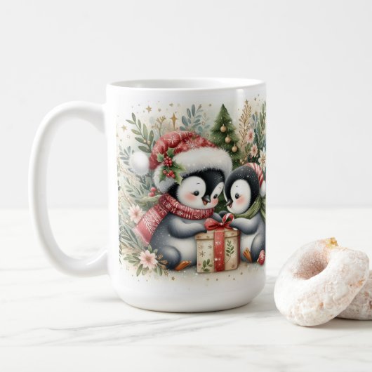 Kerstpinguïns 5 koffiemok (Met donut)