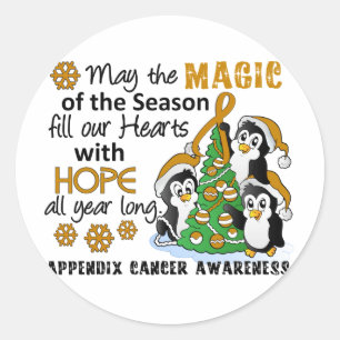 Kerstpinguïns Aanhangsel Kanker Ronde Sticker