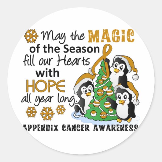 Kerstpinguïns Aanhangsel Kanker Ronde Sticker (Voorkant)