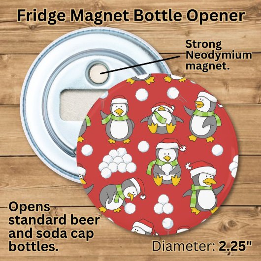Kerstpinguïns achtergrond button flesopener