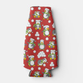 Kerstpinguïns achtergrond flesjeskoeler (Voorkant)