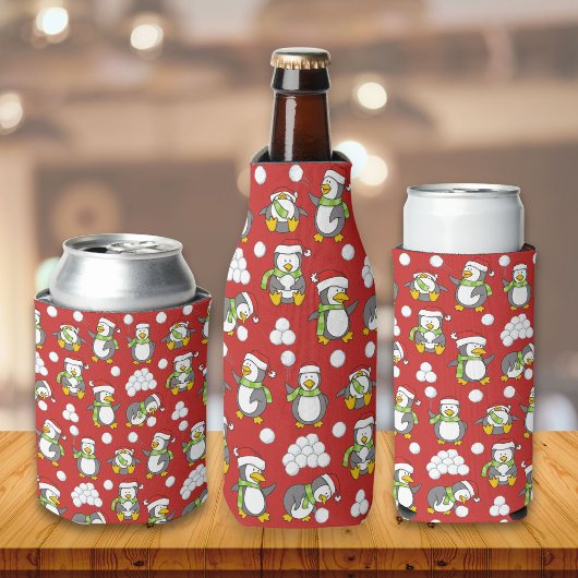 Kerstpinguïns achtergrond flesjeskoeler