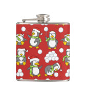 Kerstpinguïns achtergrond heupfles (Voorkant)