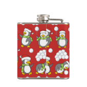 Kerstpinguïns achtergrond heupfles (Achterkant)