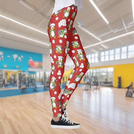 Kerstpinguïns achtergrond leggings
