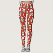 Kerstpinguïns achtergrond leggings (Voorkant)