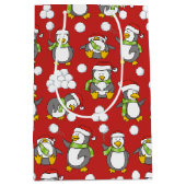 Kerstpinguïns achtergrond medium cadeauzakje (Voorkant)