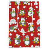 Kerstpinguïns achtergrond medium cadeauzakje (Achterkant)