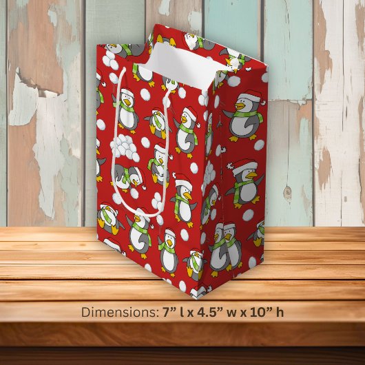 Kerstpinguïns achtergrond medium cadeauzakje