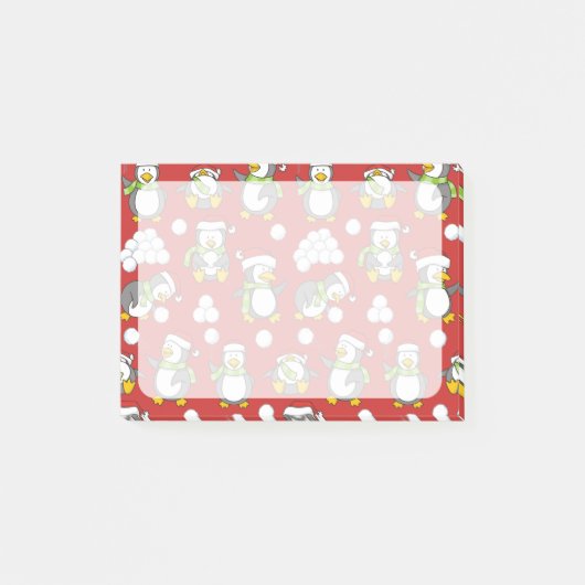 Kerstpinguïns achtergrond post-it® notes (Voorkant)