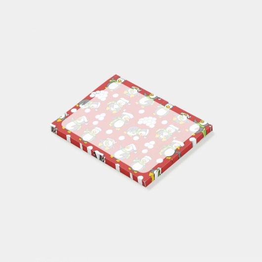 Kerstpinguïns achtergrond post-it® notes (Schuin)