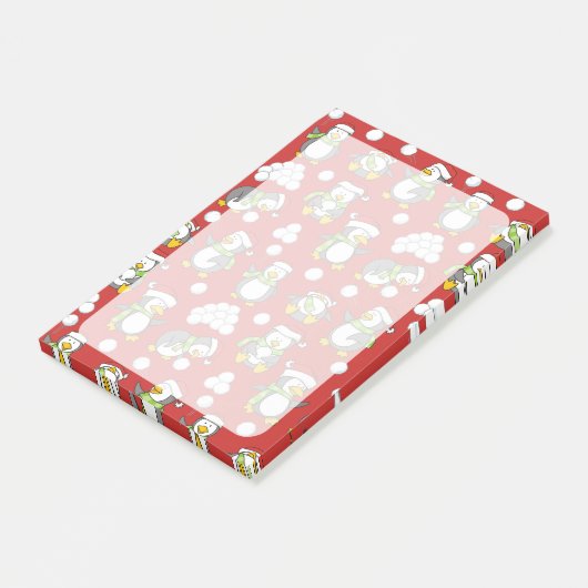Kerstpinguïns achtergrond post-it® notes (Schuin)