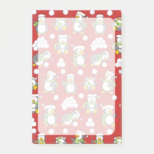 Kerstpinguïns achtergrond post-it® notes (Voorkant)