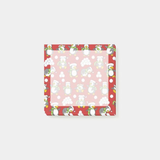 Kerstpinguïns achtergrond post-it® notes (Voorkant)