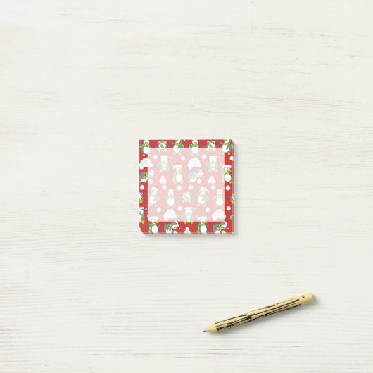 Kerstpinguïns achtergrond post-it® notes (Op bureau)