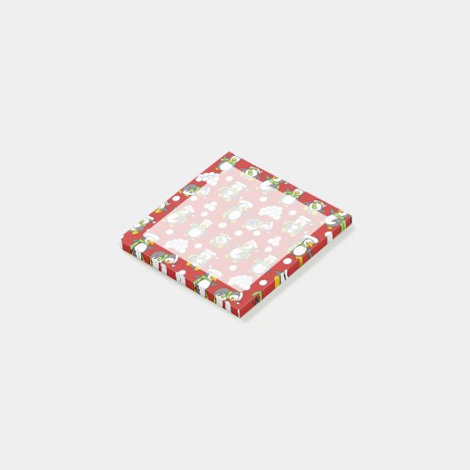 Kerstpinguïns achtergrond post-it® notes (Schuin)