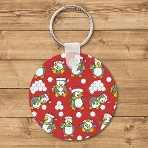 Kerstpinguïns achtergrond sleutelhanger