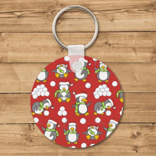 Kerstpinguïns achtergrond sleutelhanger