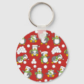 Kerstpinguïns achtergrond sleutelhanger (Voorkant)