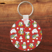 Kerstpinguïns achtergrond sleutelhanger (Voorkant)