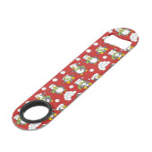 Kerstpinguïns achtergrond speed flessenopener (Voorkant Gekanteld)