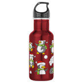 Kerstpinguïns achtergrond waterfles  (Voorkant)