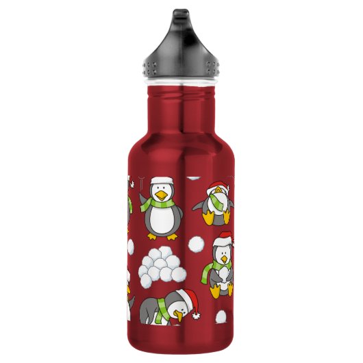 Kerstpinguïns achtergrond waterfles  (Rechts)