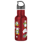 Kerstpinguïns achtergrond waterfles (Achterkant)