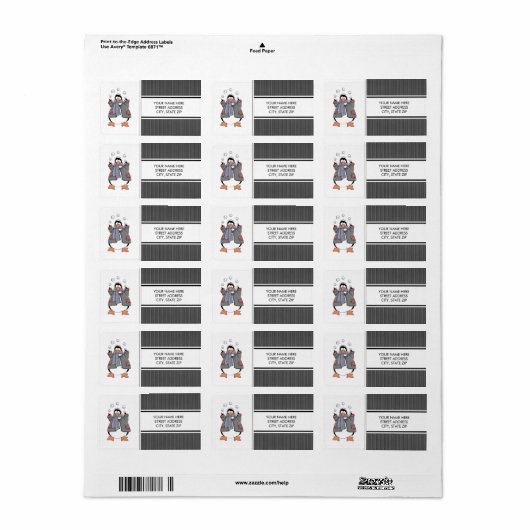 kerstpinguïns adres mailinglabels etiket (Full Sheet)