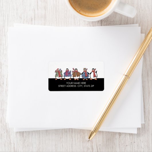 kerstpinguïns adres mailinglabels etiket (Insitu)