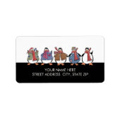 kerstpinguïns adres mailinglabels etiket (Voorkant)