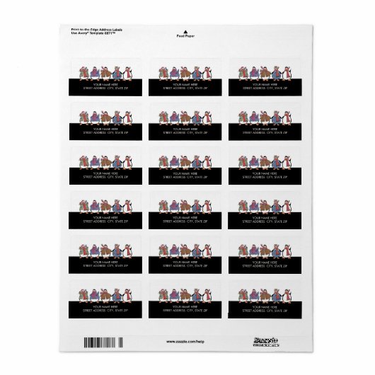 kerstpinguïns adres mailinglabels etiket (Full Sheet)