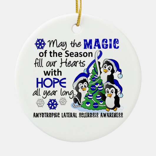 Kerstpinguïns ALS Lou Gehrig's ziekte Keramisch Ornament (Voorkant)