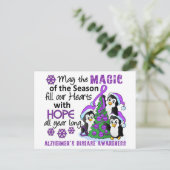 Kerstpinguïns Alzheimer Feestdagenkaart (Staand voorkant)