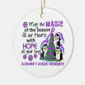 Kerstpinguïns Alzheimer Keramisch Ornament (Links)