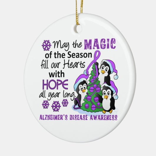 Kerstpinguïns Alzheimer Keramisch Ornament (Links)