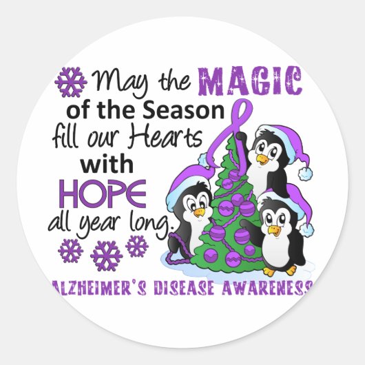 Kerstpinguïns Alzheimer Ronde Sticker (Voorkant)