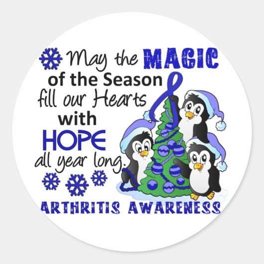Kerstpinguïns Artritis Ronde Sticker (Voorkant)