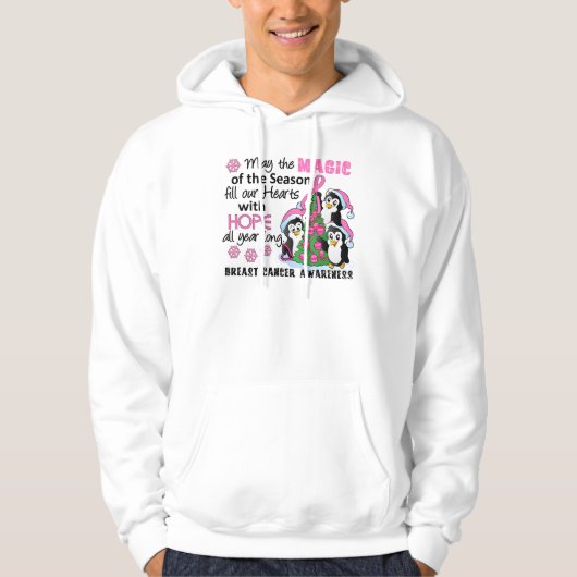 Kerstpinguïns borstkanker hoodie (Voorkant)