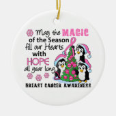 Kerstpinguïns borstkanker keramisch ornament (Voorkant)