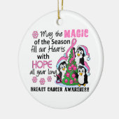 Kerstpinguïns borstkanker keramisch ornament (Links)