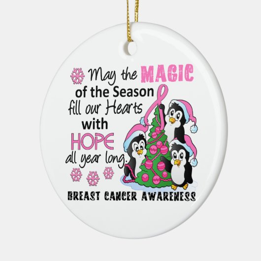 Kerstpinguïns borstkanker keramisch ornament (Links)