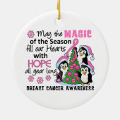 Kerstpinguïns borstkanker keramisch ornament (Achterkant)