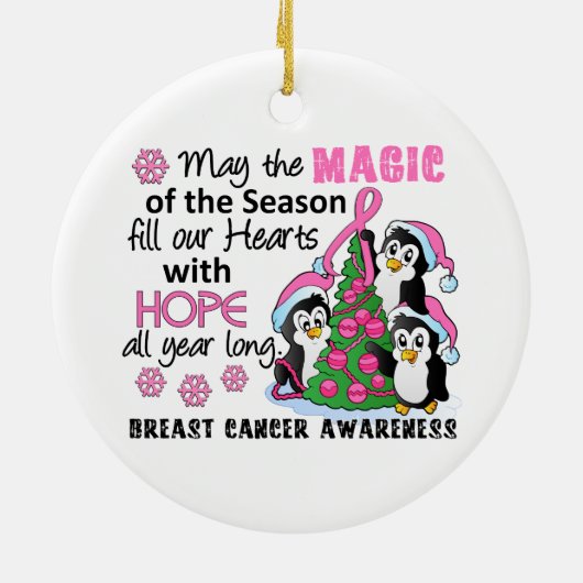 Kerstpinguïns borstkanker keramisch ornament (Achterkant)