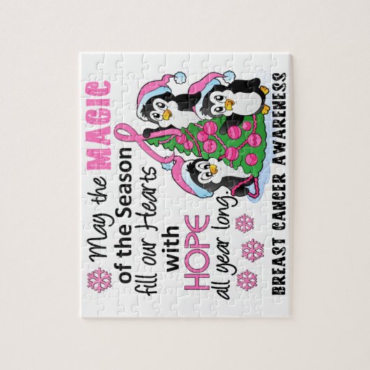 Kerstpinguïns borstkanker legpuzzel (Verticaal)