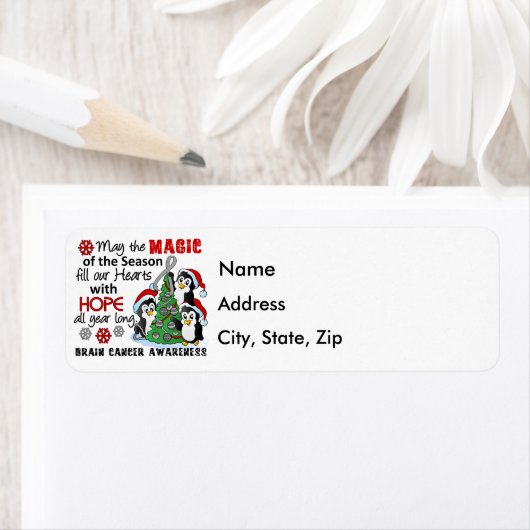 Kerstpinguïns Brain Cancer Etiket (Insitu)