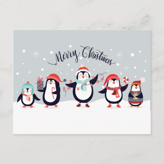Kerstpinguïns Briefkaart (Voorkant)
